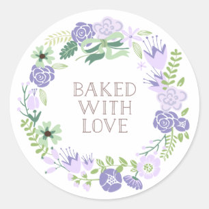 Baked with Love Floral Wreath   Thank You Stickers