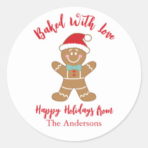 Baked With Love Gingerbread Christmas Classic Round Sticker