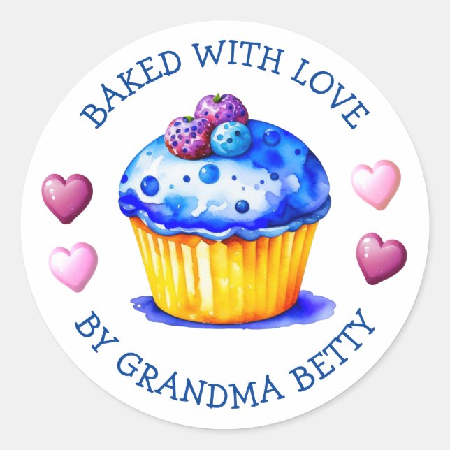 Baked with Love, Handmade Cupcakes Labels (Front)