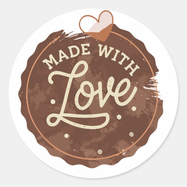 Baked With Love Heart Classic Round Sticker (Front)
