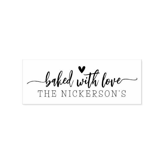 Baked With Love Heart Handwritten Rubber Stamp (Imprint)