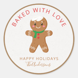 Baked With Love Holiday Gingerbread Classic Round Sticker