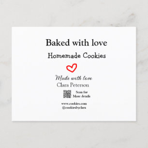 Baked with love home cookies add QR made with love Postcard