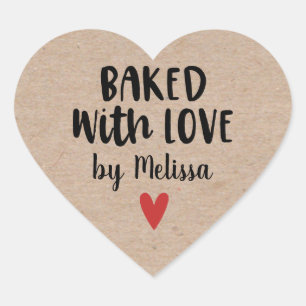 Baked with Love Homemade Kraft Heart Sticker