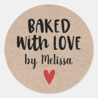 Baked with Love Homemade Kraft Sticker