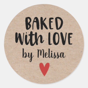 Baked with Love Homemade Kraft Sticker