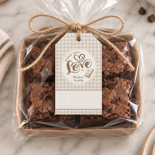 Baked with Love Neutral Gingham Personalised Gift Tags