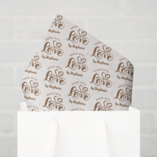 Baked With Love Neutral Script Personalised Tissue Paper
