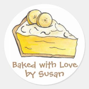 Baked with Love Personalised Banana Cream Pie Classic Round Sticker