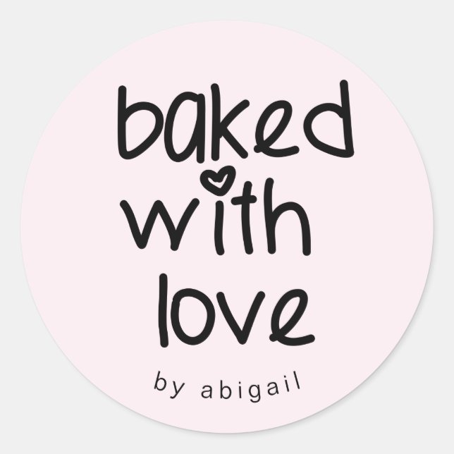 Baked with Love - Personalised Custom Colour Classic Round Sticker (Front)