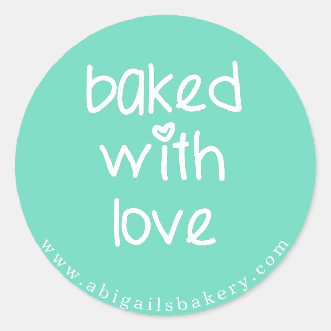 Baked with Love - Personalised Custom Colour Classic Round Sticker (Front)