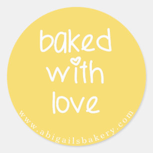 Baked with Love - Personalised Custom Colour Classic Round Sticker
