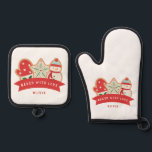 Baked with Love | Personalised  Oven Mitt & Pot Holder Set<br><div class="desc">This oven mitt set is perfect for holiday baking. The design features a collection of festive Christmas cookies with text that says "Baked with love."  You can personalise with your name. Coordinates with the Christmas Cookie Exchange collection.</div>
