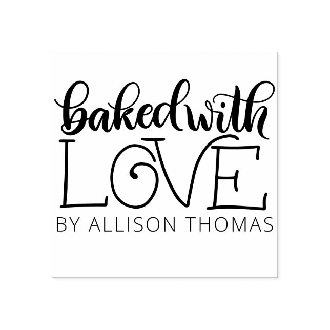 Baked with love - Personalised Rubber Stamp (Imprint)