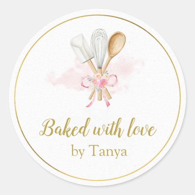 Baked with Love Personalised Stickers (Front)