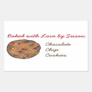 Baked with Love Rainbow Chip Cookie Baking Bakery Rectangular Sticker