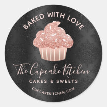 Baked With Love Rose Gold Glitter Cupcake Black
