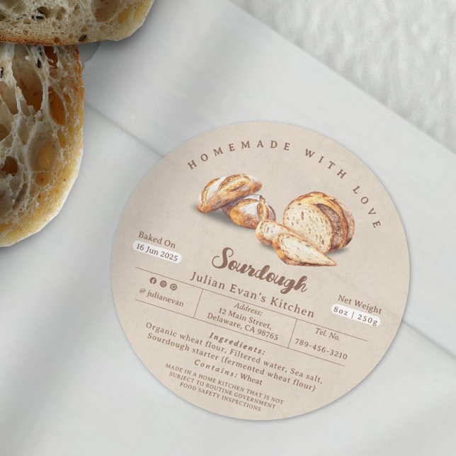 Baked with Love Sourdough Cottage Law Label (Baked with Love Sourdough Cottage Law Label )