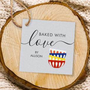 Baked With Love Tag, Colourful Retro Bowls Favour Tags