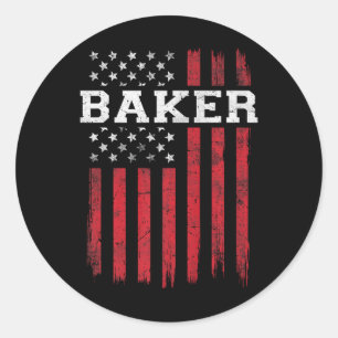 Baker American Flag USA Patriot Patriotic Baki Classic Round Sticker