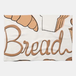Baker and different kind of bread tea towel