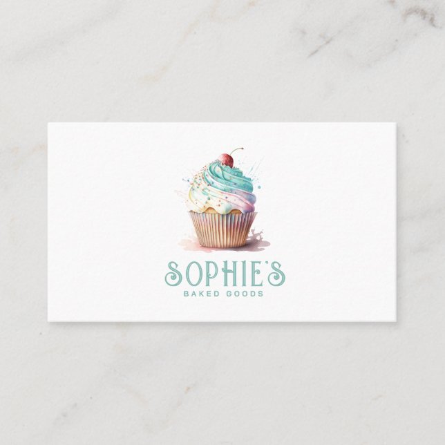 Baker Bakery Cupcake Logo  Square Business Card (Front)