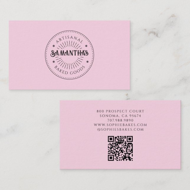 Baker Bakery Logo Pink Business Card (Front/Back)