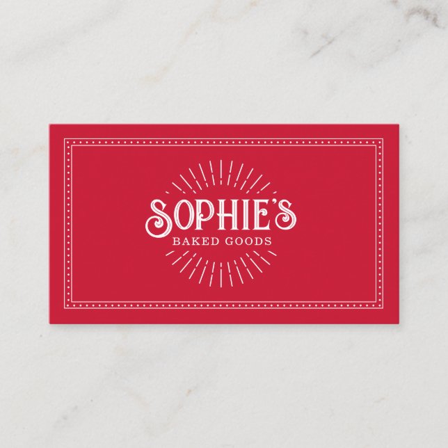 Baker Bakery Pastry Chef Catering Red Logo Business Card (Front)