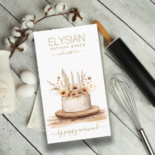 Baker Bakery Pastry Chef Gold Beige Cake Business Card