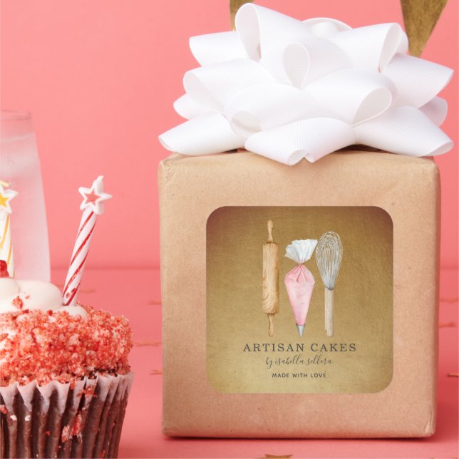 Baker Bakery Pastry Chef Gold Product Label (Party)