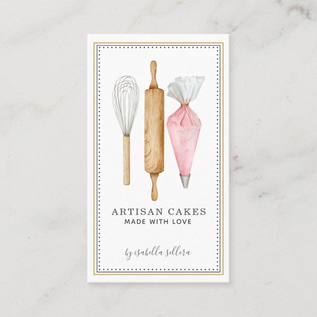 Baker Bakery Pastry Chef Tools Business Card (Front)