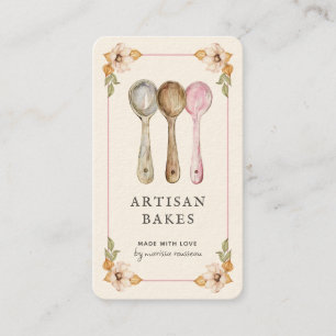 Baker Bakery Watercolor Measuring Spoons Business Card