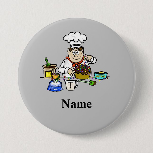 Baker Baking Cake Button (Front)