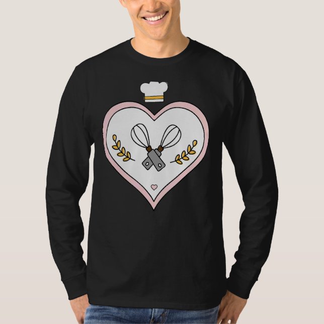 Baker Baking Heart Pastry Chef Bakery Whisks T-Shirt (Front)