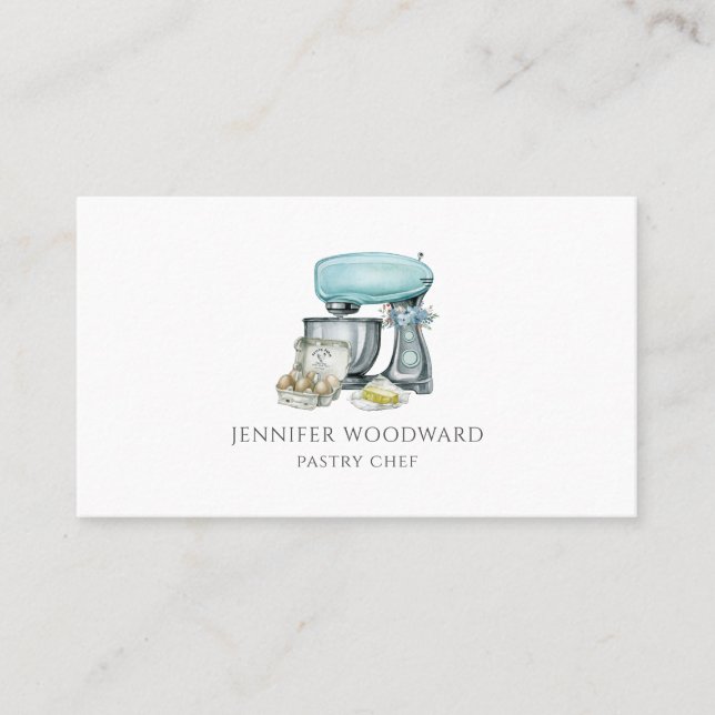 Baker Baking Watercolor Pastry Chef  Business Card (Front)
