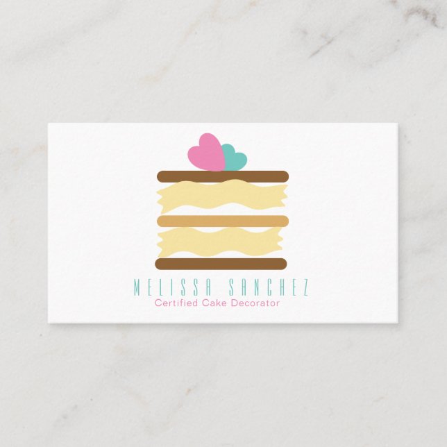 Baker Cake Bakery Decorator Slice Cake Business Card (Front)