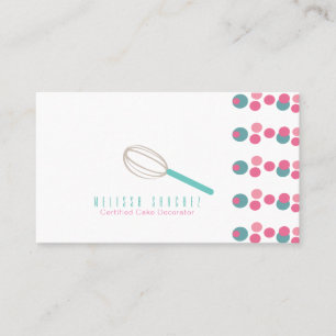 Baker Cake Logo Bakery Whisk Dots Business Card