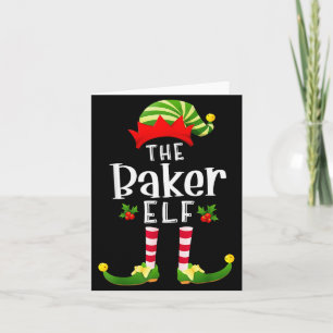 Baker Christmas Elf Matching Pajama X-mas Party Card