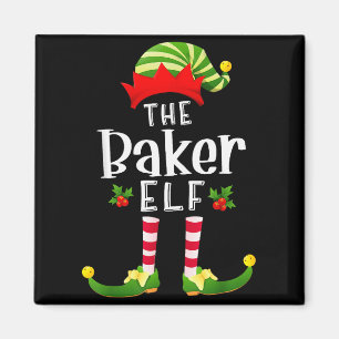 Baker Christmas Elf Matching Pajama X-mas Party Magnet