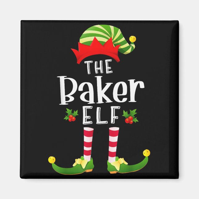 Baker Christmas Elf Matching Pajama X-mas Party  Magnet (Front)