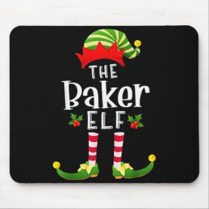 Baker Christmas Elf Matching Pajama X-mas Party Mouse Pad