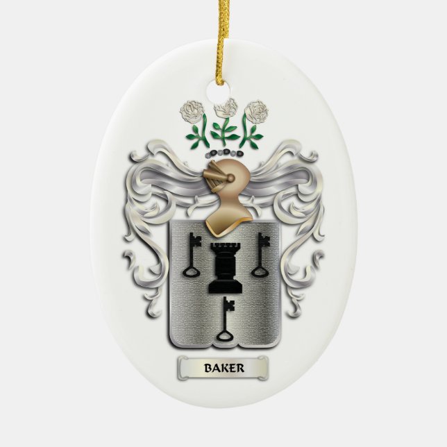 Baker Coat of Arms Ornament (Front)