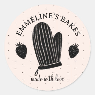 Baker Cook Illustrated Oven Mitt Made With Love Classic Round Sticker