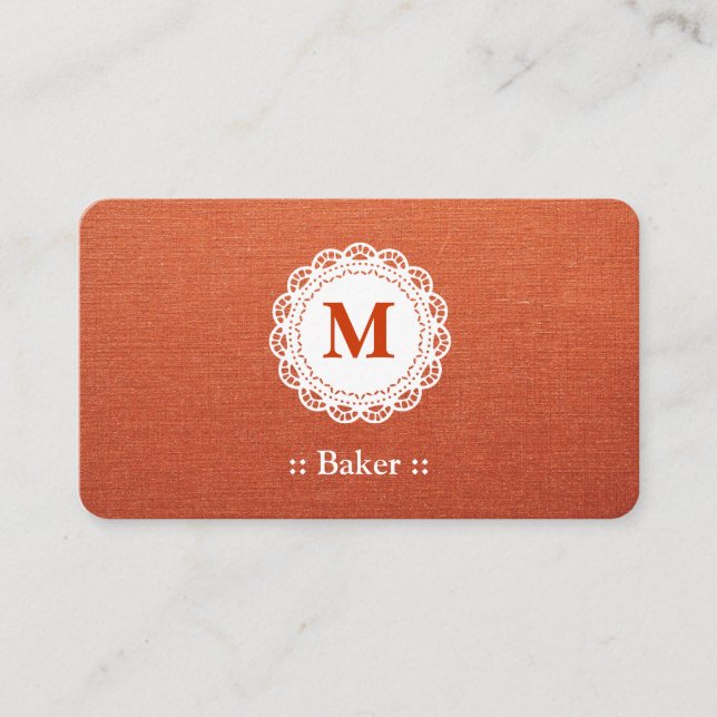 Baker Elegant Lace Monogram Business Card (Front)
