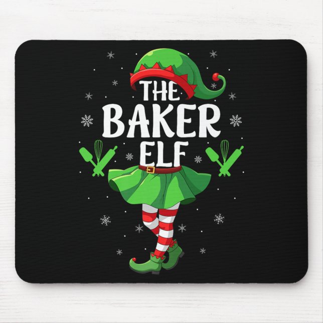 Baker Elf Christmas Girls Women Elf Squad Xmas Fam Mouse Pad (Front)
