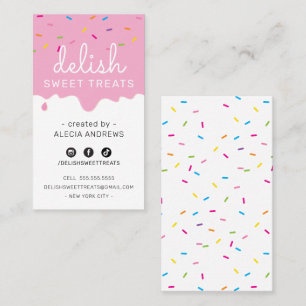 BAKER FROSTING DRIP modern colourful sprinkles pin Business Card