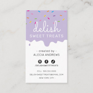 BAKER FROSTING modern colourful sprinkles purple Business Card