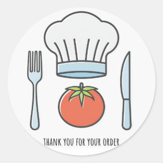 Baker Hat and Cutlery Thanks Classic Round Sticker