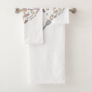 Baker Heart Funny Bakery Baking Pastry Chef Bath Towel Set