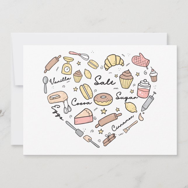 Baker Heart Funny Bakery Baking Pastry Chef Holiday Card (Front)